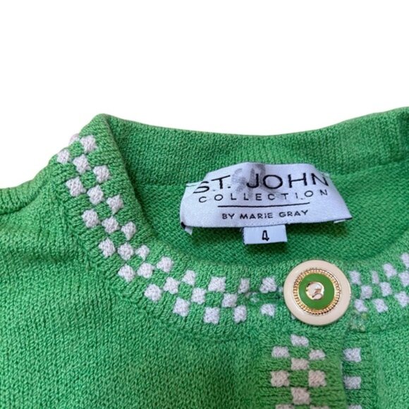 St. John Green Cardigan Sweater Size 4 - Picture 4 of 5